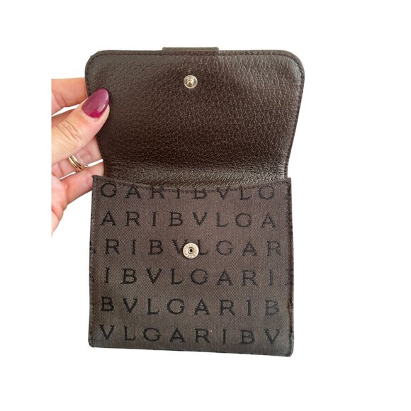 BULGARI Vintage Fabric Leather Logo Snap Wallet - Picture 2 of 11